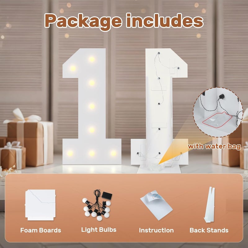 Bugame 3FT Marquee Letter W, Large Light Up Letters for Birthday Wedding Backdrop Warm Light 3 Feet Tall for Baby Shower Party Proposal Decoration Decor - Image 2